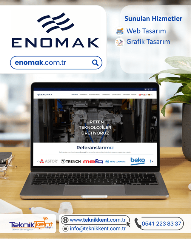 teknikkent web site referansları enomak endüstriyel makina